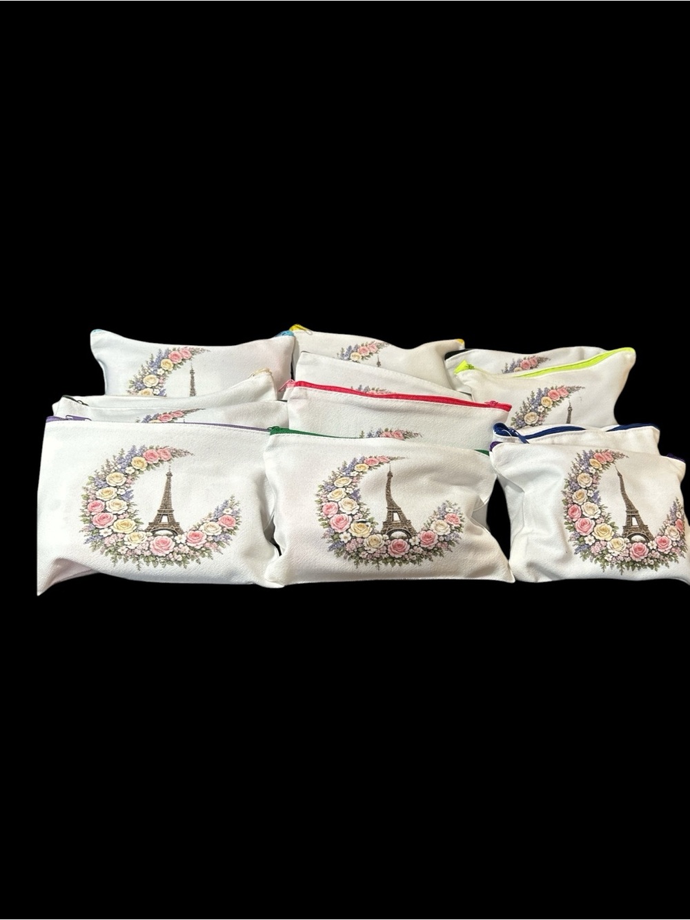 Eiffel Tower Floral Canvas Cosmetic Pouch - White with Green Zipper
MYSTERY - Picture 3 of 3